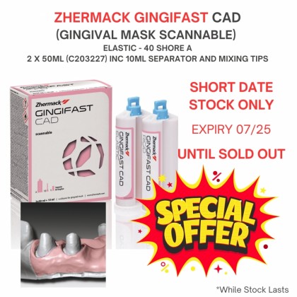 Zhermack Gingifast CAD (Gingival Mask Scannable)  - Elastic 40 Shore A - 2 x 50ml (C203227) - DG - SPECIAL OFFER - SHORT DATED STOCK EX 07/25 - UNTIL SOLD OUT ONLY