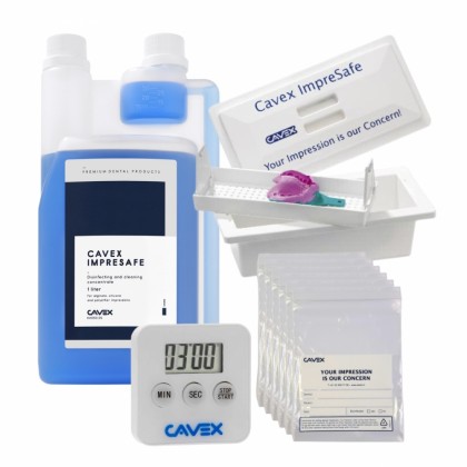 Cavex ImpreSafe Disinfectant Starter Kit - 1L Bottle / Timer / Container / Bags