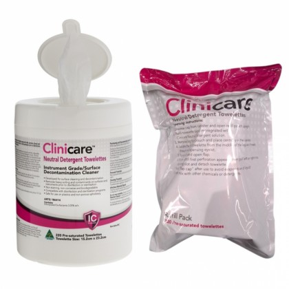 Dentalife Clinicare Neutral Detergent Towelette CANISTER + REFILL COMBO - 440 Wipes (DL2610 + DL2610R)