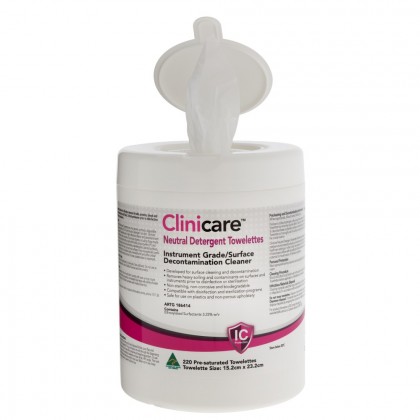 Dentalife Clinicare Neutral Detergent Towelette CANISTER - 220 Pack (DL2610)