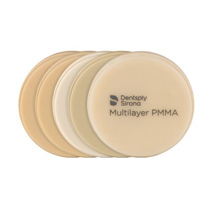 Dentsply Sirona MULTILAYER PMMA Tooth Shade Discs (13 Layers > 80Mpa) - 20mm x 98mm - 1pc - Shade Options Available