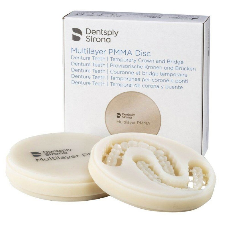 Dentsply Sirona MULTILAYER PMMA Tooth Shade Discs (13 Layers > 80Mpa) - 20mm x 98mm - 1pc - Shade Options Available