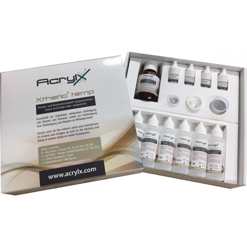 AcrylX Xthetic TEMP Tooth Shade Acrylic Starter Kit (1-608-01