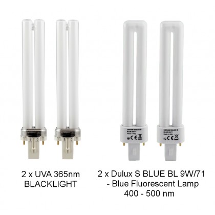 Aldente Luxomat D - UV-A Lamp Replacement Set (2 x Blue 9W/71 UVA / 2 x Standard UV-9W-L)- SPAREPART - Set of 4