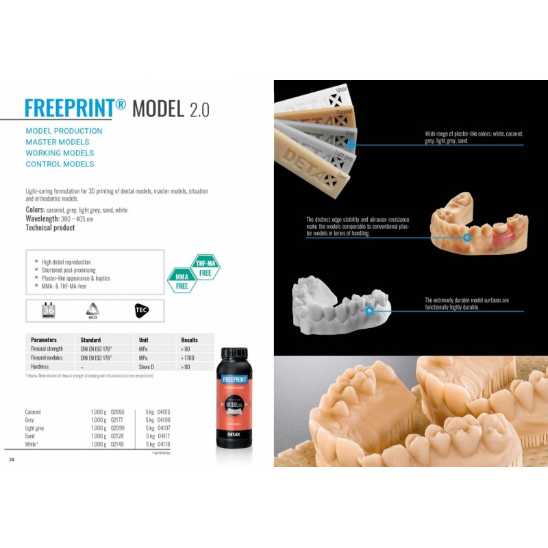Detax Freeprint MODEL 2.0 385 DLP 3D Printing Resin – Caramel – 1000g