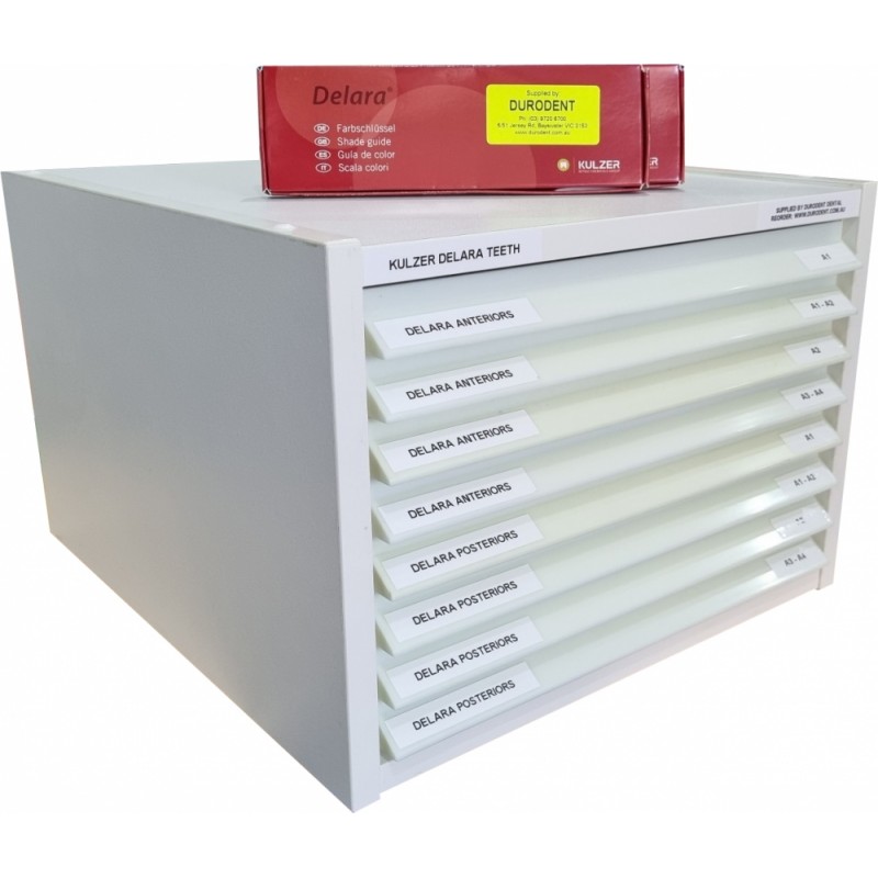 336 CARDS - FULL CABINET - Kulzer DELARA Acrylic Teeth - CUSTOM LAB ASSORTMENT WITH LABELLED STORAGE CABINET Setup Package - Made To Order