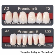 Kulzer Pala PREMIUM 6 ANTERIORS NanoPearl Acrylic Teeth (Kulzers Highest Quality Full Anatomical Tooth Range - High End Dentures - Implant Retained Overdentures etc) - 1 Anterior Card
