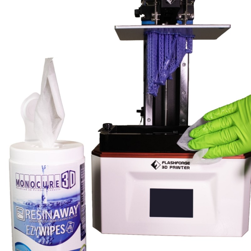 Monocure 3D RESINAWAY EZY-WIPES (UV print resin cleaning wipe solution) - 1 Canister (100 Wipes)