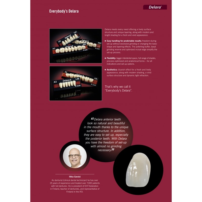 Kulzer DELARA 6/8 Acrylic Teeth - 3 Layer Highly Aesthetic CAD CAM Moulds - 1 Card (Top Selling Mid Level - Incredible Value, Performance and Aesthetics)